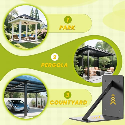 4 Pcs 6"x 6"x 3" L Shape Brackets for Pergola - size: 6"x 6"x 3"