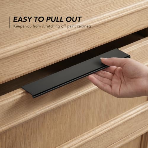 Matte Black Cabinet Pulls Finger Edge Pulls 6-1/4 Inch 10 Pack - size: 6.3 Inch(160mm) Center-to-Center