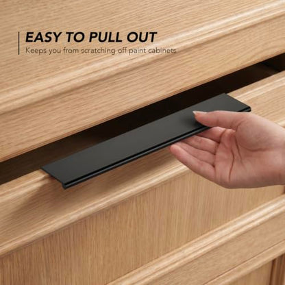 Matte Black Cabinet Pulls Finger Edge Pulls 6-1/4 Inch 10 Pack - size: 6.3 Inch(160mm) Center-to-Center