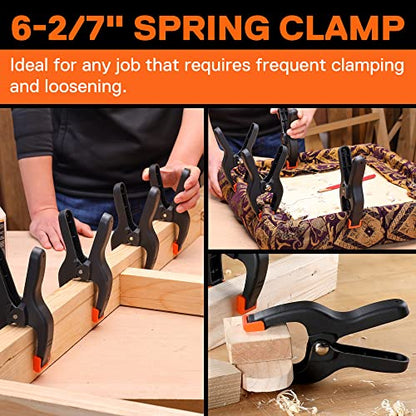 PONY Woodworking Strap Clamp, Picture Frame Clamp with 4-Pack Spring Clamp