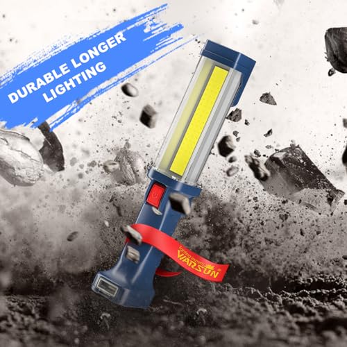 WARSUN LED Work Light Rechargeable, Portable Mechanic Trouble Light with1200 Lumens, COB worklight Magnetic Base, Cordless Floodlight for Car Repair, Camping, Hiking, Gift for Dad - style: COB