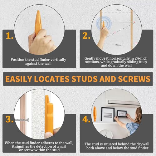 2 Pack Magnetic Stud Finder for Drywall, Manual Stud Locator for Screws and Nails, No Battery Wall Scanner for TV Mounting, Shelves and Picture Hanging