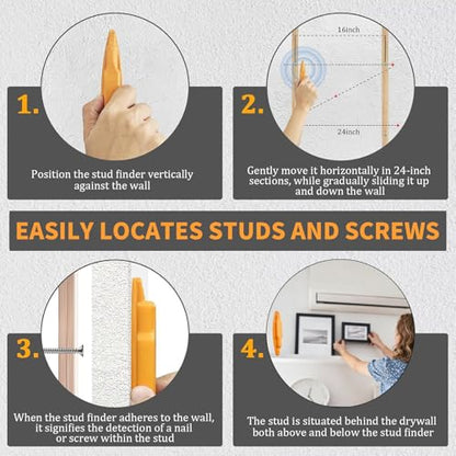 2 Pack Magnetic Stud Finder for Drywall, Manual Stud Locator for Screws and Nails, No Battery Wall Scanner for TV Mounting, Shelves and Picture Hanging