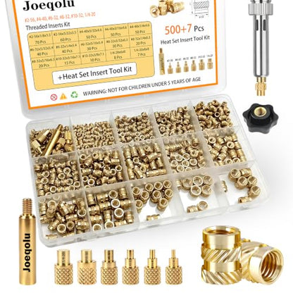 507Pcs SAE Brass Threaded Inserts with Tools for 3D Printing