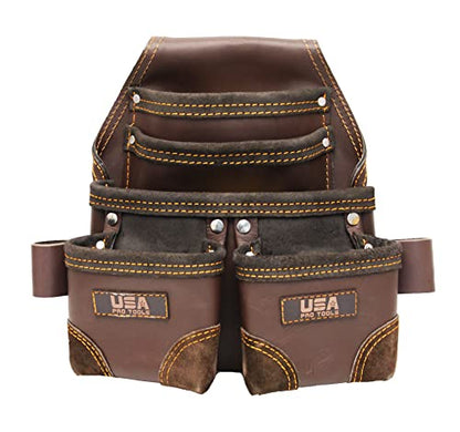 Tool Belt | Leather Tool Rig for Carpenters, Framers, Electricians, Constructors, and Handyman | Adjustable Tool Pouches.