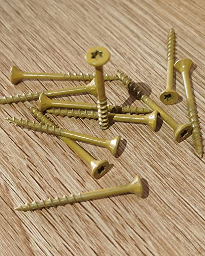 Deck Screws, Exterior Wood Screws #10 x 5 Inch 50 Pcs, Carbon Steel Star Drive and Coarse Threads, Anti-Corrosion, Tan Coated Screws for Decks, Fences and Other Outdoor Use | by IMSCREWS - size: #10 x 5"