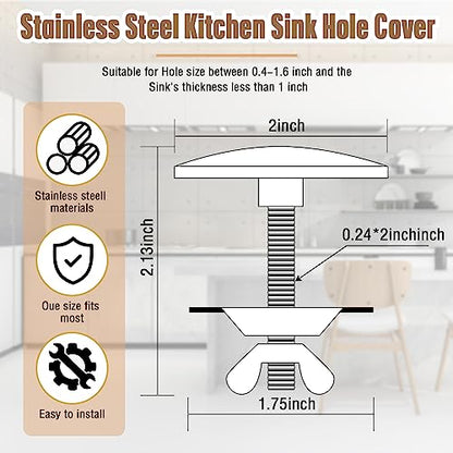 LEIFIDE 2 Pcs Kitchen Sink Faucet Hole Cover, White - color: White