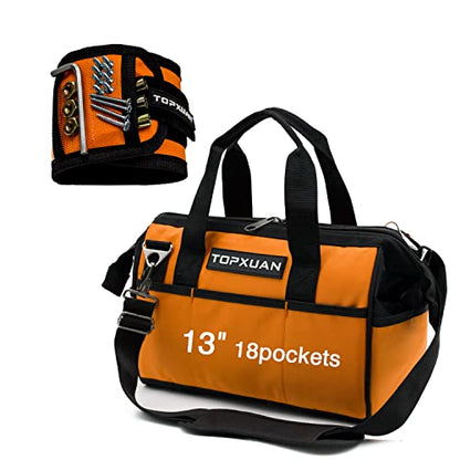 Magnetic wristband 13 inch tool bag set gifts for men for holding screws and hand tools power tools storage woodworking electrician construction