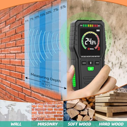RDINSCOS Pinless Moisture Meter for Walls and Wood - color: Black
