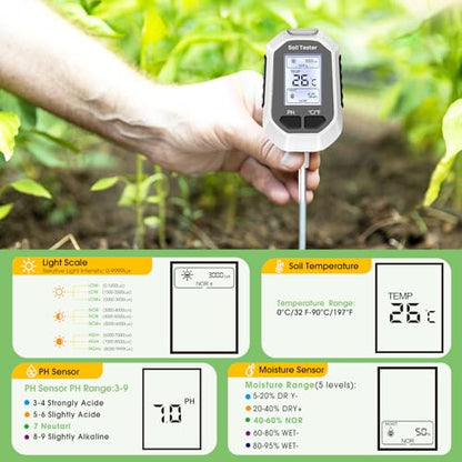 YAMRON 4-in-1 Soil Moisture Meter Digital Plant for Outdoor Plants