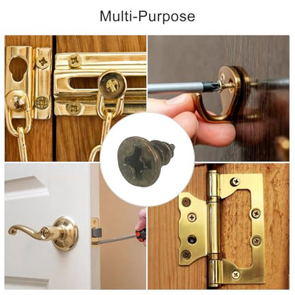 uxcell Brass Wood Screws, M3x6mm Phillips Flat Head Self Tapping Connector for Door Hinges, Wooden Furniture, Home Appliances 50Pcs - size: M3x6mm
