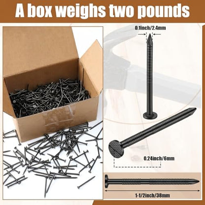 Tandefio 2 Pound Box Siding Nails Roofing Tile and Slating Rust Resistant 304 Stainless Steel Hardware Nails for Redwood Cedar Wood Siding Nail Decking Roof Slating(1-1/2 Inch,Black) - color: Black, size: 1-1/2 Inch