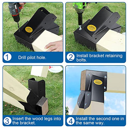 BETOOL Swing Set Brackets - 2pcs A Frame Swing Bracket Hardware with All Mounting Accessories (Black) - style: End Brackets(2Pcs-Black)