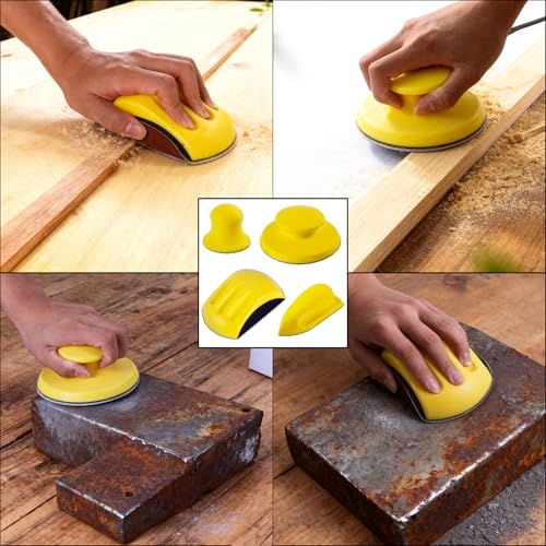 4Pcs Hook and Loop Sanding Block Included 1 Cleaning Brush 5 Inch Round and Mouse Sanding Block Meant for Wood Furniture Restoration Home Arts and Crafts - color: 4 Pcs Round & Mouse-shaped
