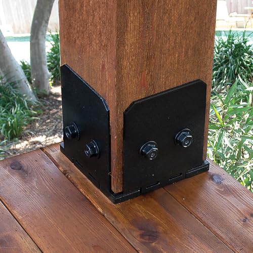 OZCO Ironwood Post Base Kit, 8in x 8in, 1 Kit with Hardware, Black - size: 8x8, style: Ironwood