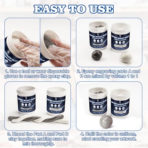 Epoxy Putty Sculpt Clay, 2 Part A & B for Sculpting, Modeling, Building, and Repairing, 1 Pound, Natural - color: Natural, size: 1 Pound