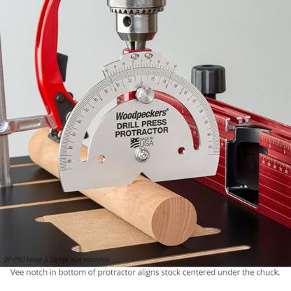 Woodpeckers Drill Press Protractor, Set Angles Quickly & Accurately on Drilling Table & Band Saw, USA Made Drill Press Accessory - DPP