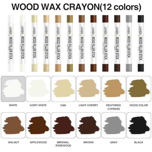12 Colors Wood Filler Sticks, Wood Wax Crayons - color: Light Color 12pcs