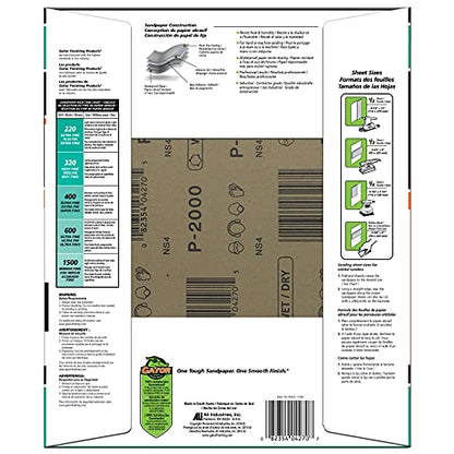 Gator 9" x 11" Waterproof Sanding Sheets, 2000 Grit, 25 Pack - size: 2000 Grit