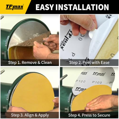 TPmax 6-Inch 400-Grit Gold PSA Sanding Discs, 50 Pack – Pro-Grade Self-Adhesive Stickyback Sandpaper with Quick-Release Tabs for DA Sander, Superfine Automotive/Wood/Metal Sanding - style: 400 Grit
