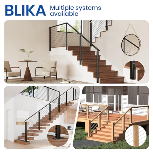 BLIKA 36"Slim Side Mount Cable Railing Post Level Drilled Fascia Mount Post - color: Side Mount Level Post (1PC)