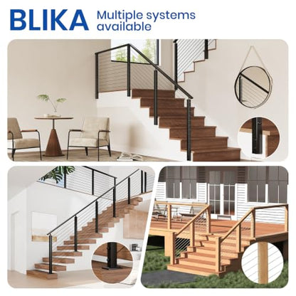 BLIKA 36"Slim Side Mount Cable Railing Post Level Drilled Fascia Mount Post - color: Side Mount Level Post (1PC)