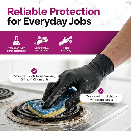 GripProtect Precise Black Nitrile Gloves 4 Mil, Chemical Resistant Gloves - size: Small (100 Count)