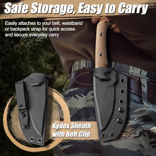 Purple Dragon Fixed Blade Knife - Full Tang Hunting Knife Brown - size: 3.1 inch