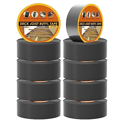 Butyl Joist Tape for Decking 2''×50', 10 Rolls Waterproof Deck Tape - size: 10pack 2" x 50'