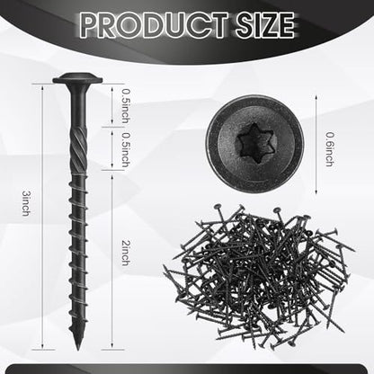 Threlaco 200 Pcs #14 x 3 Inch Wood Screws Structural Lag Screws, Black - color: Black, size: #14 x 3 inch
