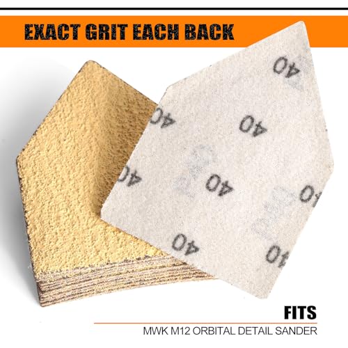 POLIWELL Orbital Triangle Sanding Sheets 50PCS 90x65mm Hook & Loop - style: 40 Girt