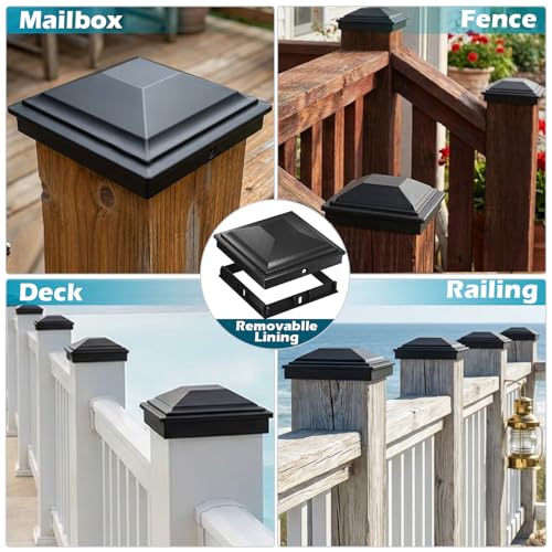 SIEDiNLAR 4x4 Post Caps Black 6 Pack, Fence Post Covers Outdoor Waterproof - color: Black, size: 4x4in, 6 Pack