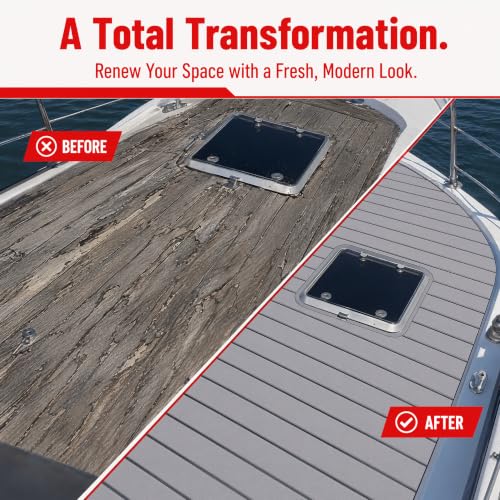 Boat Flooring EVA Foam Decking, Faux Teak Self-Adhesive Waterproof Non-Slip UV Resistant Marine Foam Deck Mat for Yacht Kayak Jon Boat RV Swim Platform - color: Light Gray