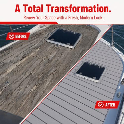 Boat Flooring EVA Foam Decking, Faux Teak Self-Adhesive Waterproof Non-Slip UV Resistant Marine Foam Deck Mat for Yacht Kayak Jon Boat RV Swim Platform - color: Light Gray