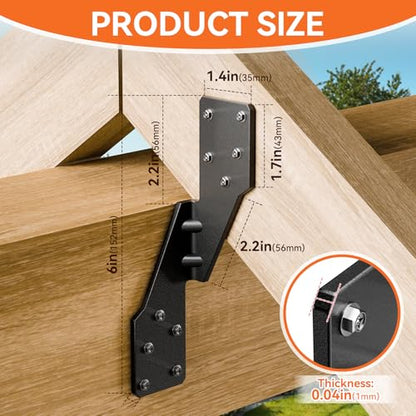 25 Pcs Hurricane Straps Tie Brackets - Heavy Duty 18 Gauge Steel Hurricane Clips for Roof, Shed and Walls, Hurricane Straps for Rafter H2.5A, Hurricane Roof Brackets, Truss Ties Black – Right - style: Right - Black Hurricane Ties - 25pcs