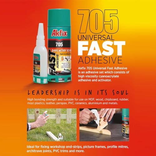 Akfix-GA060 705 Fast Adhesive CA Glue (1.76 oz.) with Activator (6.76 fl oz.) [Clear Super Glue Adhesive and Accelerator Spray] - size: 1.76 oz