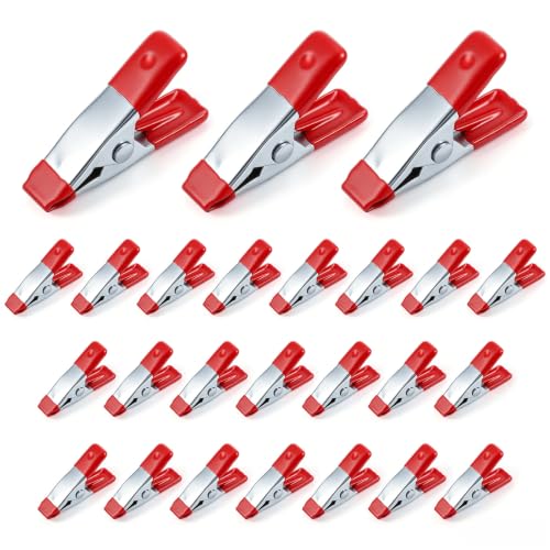 25 Pcs Small Spring Clamps, 3/4" Heavy Duty Metal Clips(Red) - color: Red
