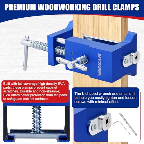 NYXOVA Woodworking Drill Clamps 4-Pack, Face Frame Alignment Tool - color: Blue