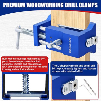 NYXOVA Woodworking Drill Clamps 4-Pack, Face Frame Alignment Tool - color: Blue