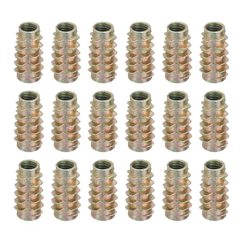 MECCANIXITY 18 Pcs Threaded Inserts for Wood, Zinc Alloy M6 Thread Inserts Nuts Hex-Flush Socket Drive Screw 20mm Length for Furniture, Cabinet, Tables and Chairs - size: M6x20mm