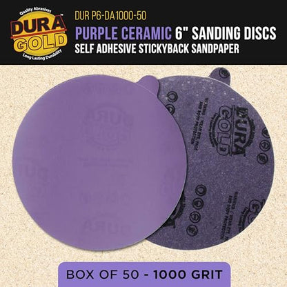 Dura-Gold 1000 Grit 6" PSA Purple Film Ceramic Sanding Discs, Box of 50 - style: 1000 Grit