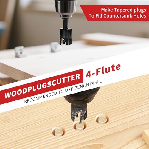 Countersink Drill Bit Set, 15PCS Adjustable Tapered HSS Drill Bit Set for Woodworking, with Nitrided Surface, Wood Plug Cutters 1/4" Hex Shank Quick Change, for Wood Drilling with Storage Box