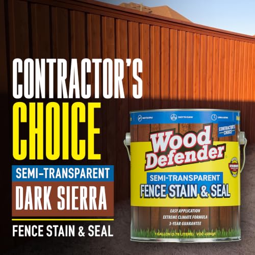 Wood Defender Semi-Transparent Fence Stain and Seal, Dark Sierra, 1-Gallon - color: Dark Sierra, size: 1 Gallon