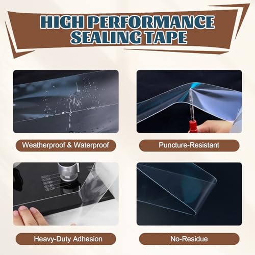 Window Sealing Tape 2 Inch x 66 FT Transparent Weather Stripping Residue-Free Clear Window Insulation Tape for Windows ac Insulation Glass Gaps Tape Door Windproof - style: 2 Inch x 66 Ft