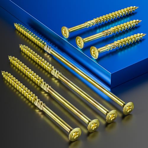 Wensilon 5/16 * 14" Yellow Deck Screws 12pcs 2lbs 8x350mm Lag Screws - color: Yellow, size: 5/16*14"