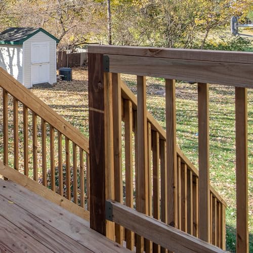Deck Railing Brackets Connectors, 2x4 Brackets (Actual 1.5"x3.5") for Fence Railing Handrail Stair Wood Lumber Post with Screws, Black (Parallel,12 Pcs)