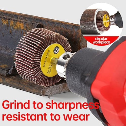 HUHAO 10 PCS Abrasive Flap Wheel Sander Set, 80 Grit 1/4" Shank Sanding Wheels Aluminum Oxide Flap Wheel Sander Drill, Die Grinder Rotary Flapper Wheel for Remove & Polish Rust,30 * 6 - style: 10Pcs(30*25*6)