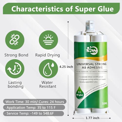 SPMG Clear Epoxy Glue Heavy Duty - 5-Min Fast Cure Syringe Epoxy Resin Adhesive for Metal, Plastic, Wood, Ceramic, Glass - Waterproof & Heat Resistant Glue for DIY Crafts & Household Repairs