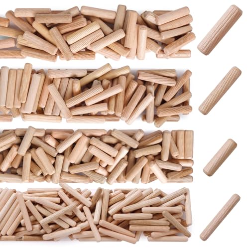 150Pcs Wooden Dowel Pins Kit 12x80mm Small Fluted Wood Dowels Pegs Hardwood Pin for Furniture Woodworking Crafts, Furniture, Door, DIY - size: 12x80mm