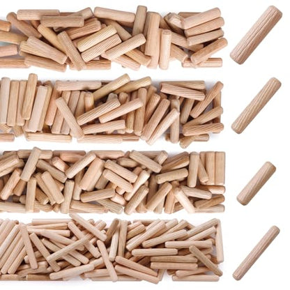 150Pcs Wooden Dowel Pins Kit 12x80mm Small Fluted Wood Dowels Pegs Hardwood Pin for Furniture Woodworking Crafts, Furniture, Door, DIY - size: 12x80mm